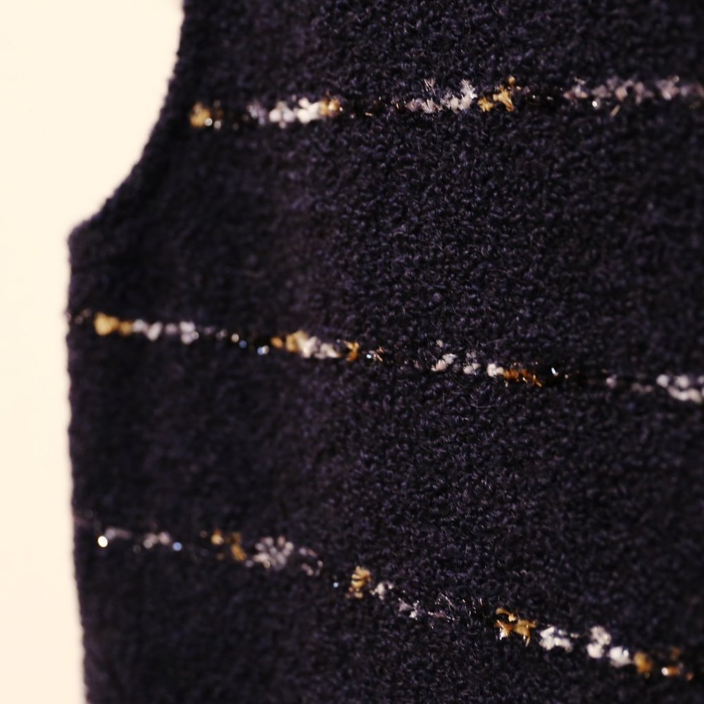 Vintage Amina Rubinacci navy blue Turtleneck Sleeveless Knit Top Sweater Vest - Picture 3 of 5